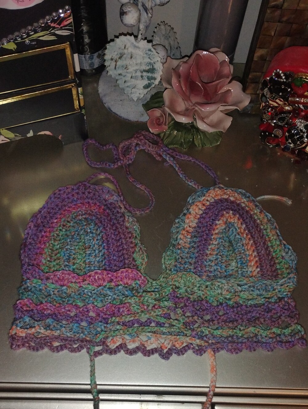 Handmade Multicolor Crochet Halter Top - Picture 9 of 10